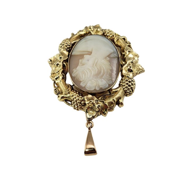 Vintage 14 Karat Yellow Gold Cameo Pendant #10663 - Picture 4 of 8